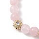 Круглые эластичные браслеты из натурального розового кварца BJEW-C068-03G-3