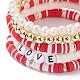 Ensemble de bracelets extensibles en perles heishi en argile polymère faits à la main BJEW-JB07401-4