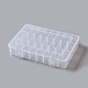 プラスチックビーズ収納ケース  調整可能な仕切りボックス  24のコンパートメント  長方形  透明  20.3x15.5x3.8cmコンパートメント：2.6x4.5センチメートル。 24コンパートメント/箱 CON-F005-07-A-1