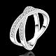Exquisita de bronce de óxido de circonio cúbico anillos de dedo entrecruz para las mujeres RJEW-BB09123-7-3
