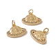 Brass Micro Pave Clear Cubic Zirconia Charms KK-G439-30G-3