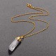 Brass Natural Crystal Pencil Pendant Necklaces NJEW-JN01141-4