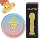 Brass Wax Seal Stamps with Rosewood Handle AJEW-WH0412-0162-1