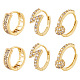 PandaHall Jewelry 3 Pairs 3 Style Round & Lightning Bolt & Square Cubic Zirconia Huggie Hoop Earrings EJEW-PJ0001-03-1