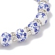 Эластичные браслеты из фарфоровых керамических бусин с цветочным принтом для женщин BJEW-JB12375-01-4