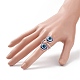 Двойное кольцо-манжета от сглаза из синей смолы RJEW-JR00535-3