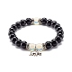 Energie-Stretch-Armband mit runden Perlen aus natürlichem Obsidian und Opalit BJEW-JB06967-2