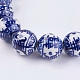 Perles en porcelaine bleue et blanche manuelles PORC-G002-11-2