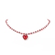 Collier pendentif coeur en verre avec chaînes perlées pour femme NJEW-TA00060-5