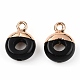 Natural Obsidian Flat Round/Donut Charms G-I347-19-2