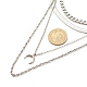 304 mehrlagige Halskette aus Edelstahlketten mit Halbmondanhänger für Männer und Frauen NJEW-JN03890-5