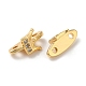 Brass Micro Pave Clear Cubic Zirconia Slide Charms KK-P239-20G-2