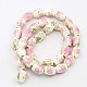 Perles porcelaine fleurs à la main imprimé baril brins PORC-L005-A-M-3