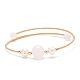 Bracelet en perles rondes de quartz rose naturel et de perles BJEW-JB08464-02-1