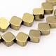 電気メッキ非磁性合成ヘマタイトビーズ連売り  菱形  黄金メッキ  6x6x3mm  穴：1mm  約70個/連  16.5インチ G-J286-15-1
