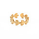 Chapado en iones (ip) 304 anillo de puño abierto de flor de acero inoxidable para mujer RJEW-S405-197G-1