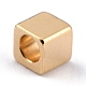 真鍮製スペーサービーズ  長持ちメッキ  丸い穴のある立方体  24KGP本金メッキ  3x3x3mm  穴：1.8mm KK-O133-209C-G-3