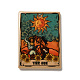 印刷されたアクリルパーツ  タロットカードのテーマ模様のチャームが付いた長方形  太陽  サンゴ  37.5x26.5x2mm  穴：1.7mm MACR-O046-01D-2