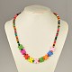 Colorful Wood Necklaces for Kids NJEW-JN00306-2