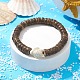 Женский эластичный браслет из натурального кокосового диска и синтетической бирюзовой черепахи из бисера BJEW-JB09700-05-2