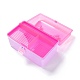 プラスチックの箱  取り外し可能な収納ボックス  12.7x21x13.8層とハンドル付き  ジュエリーパーツのための  長方形  濃いピンク  [1]cm CON-F018-02-2