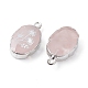 Naturelle quartz rose pendentifs ovales G-C102-07P-02-2