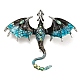 Булавки с эмалью дракона, старинная брошь со стразами из серебряного сплава, глубокое синее небо, 61x70.5x10.5 мм
