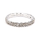 ガールフレンドの結婚式のダイヤモンドのブレスレットのバレンタインデーに贈り物  2行ストレッチラインストーンブレスレット  真鍮  銀色のメッキ  約7.5~8 mm幅  5センチ内径 B115-2-1