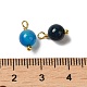 Dyed Natural Agate Round Charms with Real 18K Gold Plated Brass Loops KK-P242-09A-G01-3