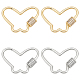 Wadonn 4 個 2 色蝶真鍮マイクロパヴェクリアキュービックジルコニアネジカラビナロックチャーム  ネックレス作り用  プラチナ·ゴールデン  21.5x29.5x1.5~5mm  2個/カラー KK-WR0001-05-1
