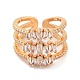 Brass with Cubic Zirconia Open Cuff Rings RJEW-B053-07-2