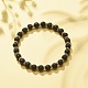 Bracelet extensible en pierre de lave naturelle avec des perles de strass en cristal BJEW-JB08191-03-2