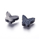 イミテーションドゥルージー天然石樹脂ビーズ  蝶  ブラック  7.5x10x3.5~4mm  穴：1.2mm RESI-L026-L04-2
