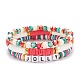3 pièces 3 bracelets extensibles en argile polymère de style surfeur heishi sertis de mots jolly perles acryliques BJEW-TA00129-1