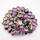 Faceted Heart Electroplate Half Black Plated Glass Beads Strands EGLA-P010-H01-1