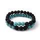 Synthetic Turquoise(Dyed)(Dyed) & Natural Lava Rock Beaded Stretch Bracelets Sets BJEW-JB05416-03-1