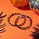 Conjuntos de pulseras elásticas de color turquesa sintético (teñido) con calavera con tema de halloween BJEW-JB09199-2