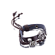 Unisexe réglable crâne en alliage de zinc décontracté et bracelets en cuir multi-brins BJEW-BB15583-3