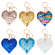 Wadorn 6pcs 6 couleurs porte-clés pendentif coeur sequin saint valentin KEYC-WR0001-50-1
