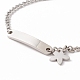 201 Stainless Steel Rectangle & Star Charm Bracelet with Curb Chain for Women STAS-P304-19P-2