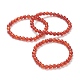 Pulseras rojas naturales del estiramiento de abalorios de ágata BJEW-A117-B-26-1