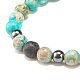 3 pièces 3 style bois naturel & pierre de lave & jaspe impérial (teint) ensemble de bracelets extensibles perlés BJEW-JB07833-7