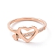 Crystal Rhinestone Heart with Arrow Finger Ring RJEW-D120-18RG-2