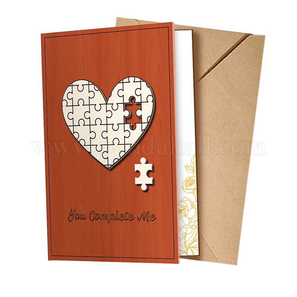 Weiting Valentine's Day Wooden Cards, Wooden Anniversary Card - Romantic Love Anniversary Cards Made Of Wood - Beautiful Valentine's Day Decoration Anniversary Cards For Husband / Woman Lovers