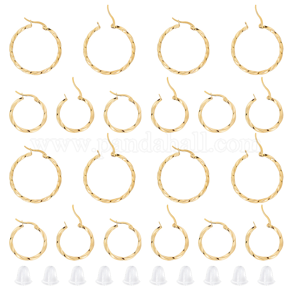 PH PandaHall 20PCS Orecchini a Cerchio in Acciaio Inossidabile