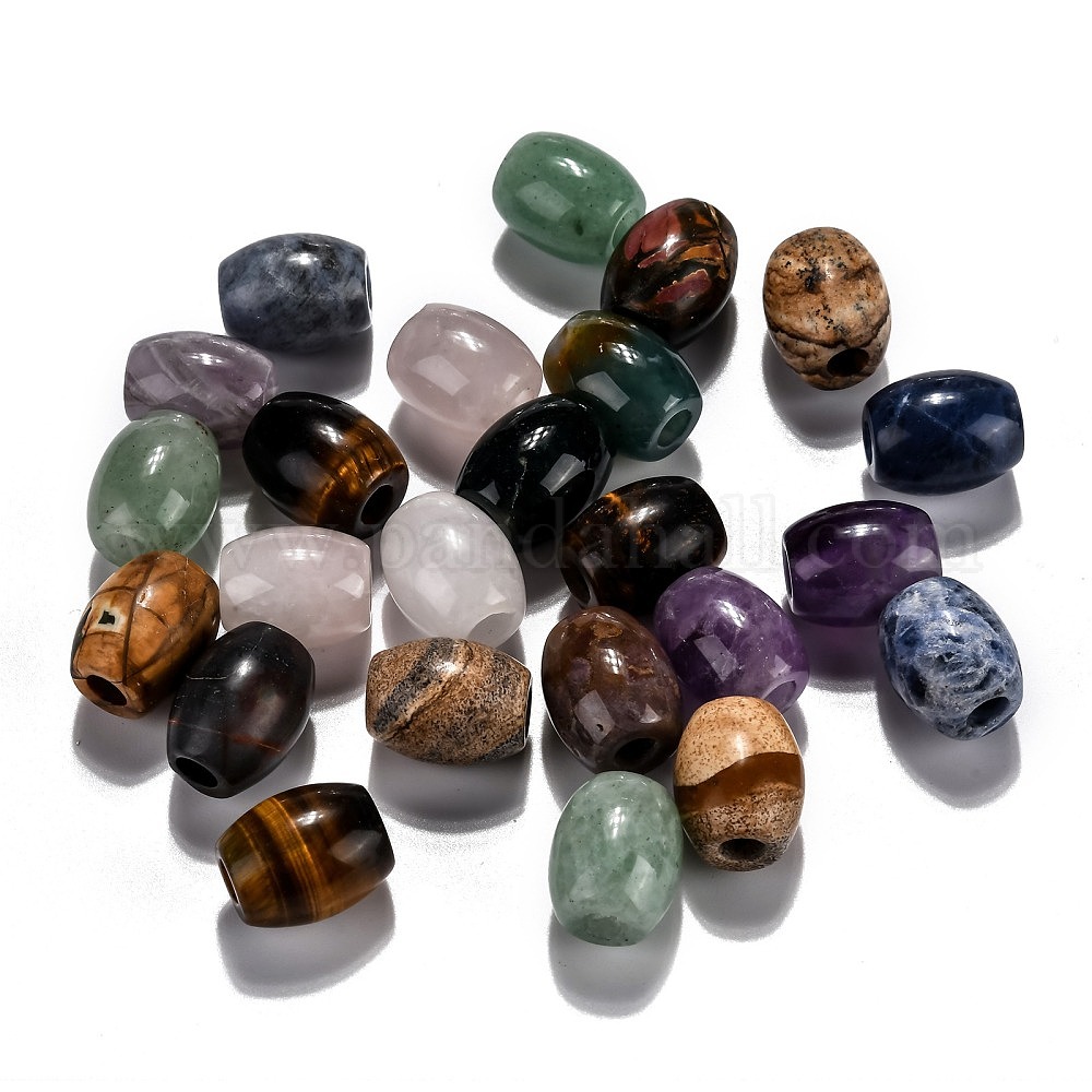 Perles en pierre naturelle rondes à grand trou, cristal de quartz rose