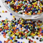 12/0 couleurs opaques perles de graines de verre rond, couleur mixte, 2~3x1.5~2mm, Trou: 0.8~1mm, environ 37500 pcs / livre