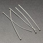 Flachkopfstifte aus Sterlingsilber, Silber, 38~40x1.5x0.5 mm, Kopf: 1.5 mm