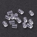 Plastic Ear Nuts, Earring Backs, Clear, 3x3mm, Hole: 0.3mm, about 550pcs/10g