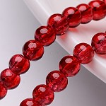 Cuentas de vidrio crujido hebras, redondo, rojo, 4mm, agujero: 1.1~1.3 mm, aproximamente 200 pcs / cadena, 31.4 pulgada